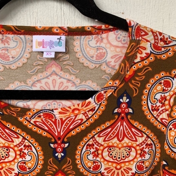 LuLaRoe Orange Geometric Print Julia Stretch Dress - Picture 5 of 5